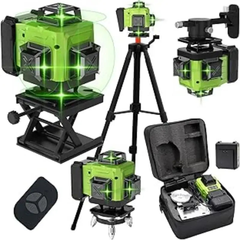 Nivel láser profesional 16 líneas verdes con trípode vista general
